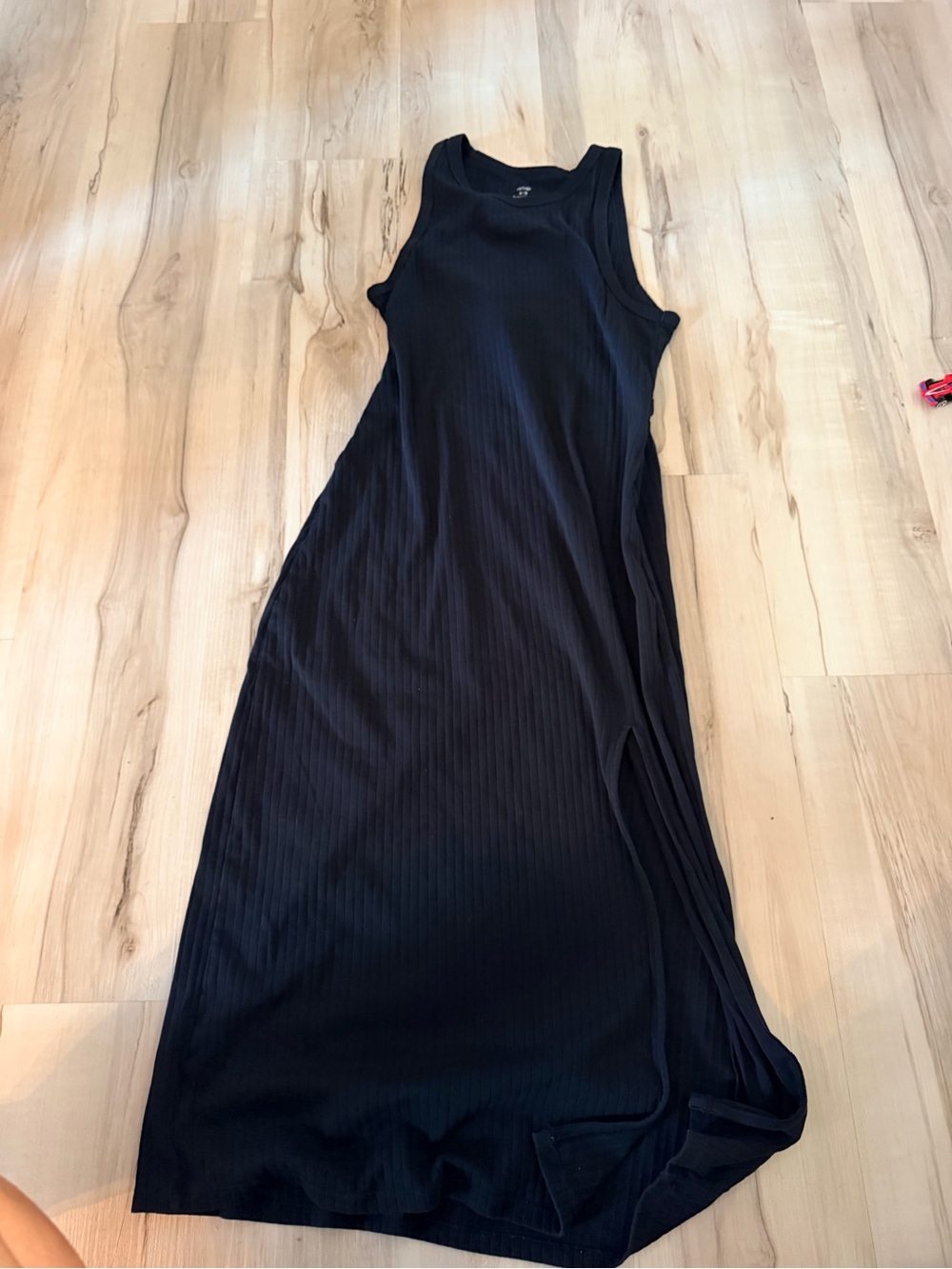 aerie Black Ribbed Sleeveless Maxi Dress